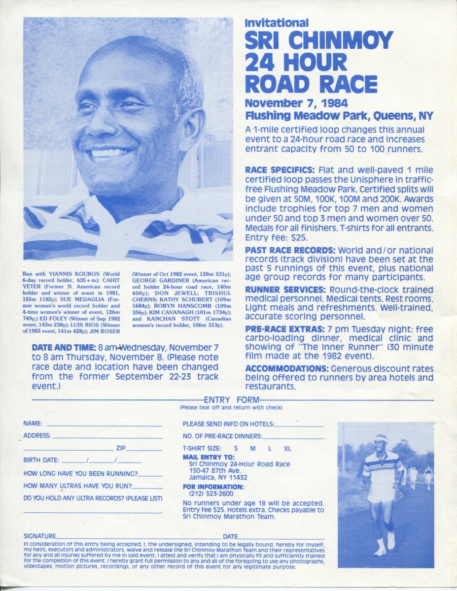 Yiannis Kouros sets 3 world records at the 1984 Sri Chinmoy 24-Hour Race